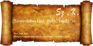 Szerdahelyi Kálmán névjegykártya